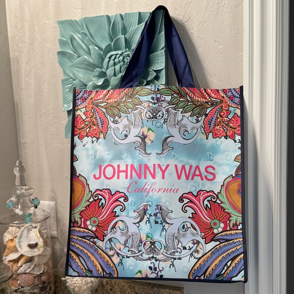 Johnny Was Large Blue Tote Bag 19” - Picture 2 of 2